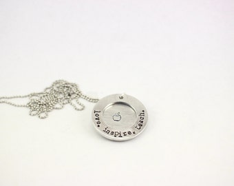 teacher's necklace, teachers gift, teacher jewelry, love inspire teach, teacher, christmas gift, teacher appreciation, gift for teacher