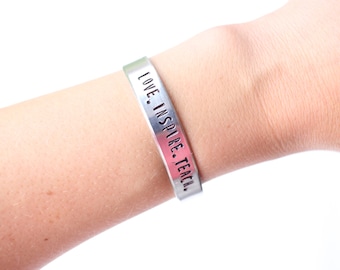 teacher's bracelet, teachers gift, love inspire teach, christmas gift, teacher appreciation, gift for teacher, teacher jewelry, teacher