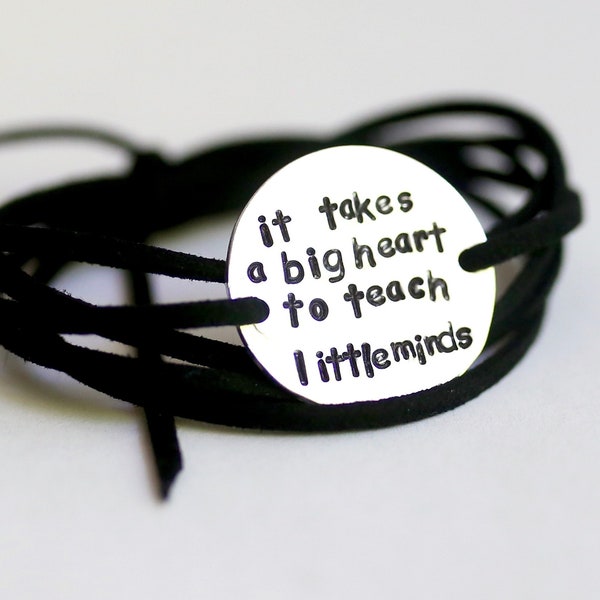 It takes a big heart to teach little minds wrap bracelet, end of year teacher gift,  christmas gift, teacher appreciation, gift for teacher