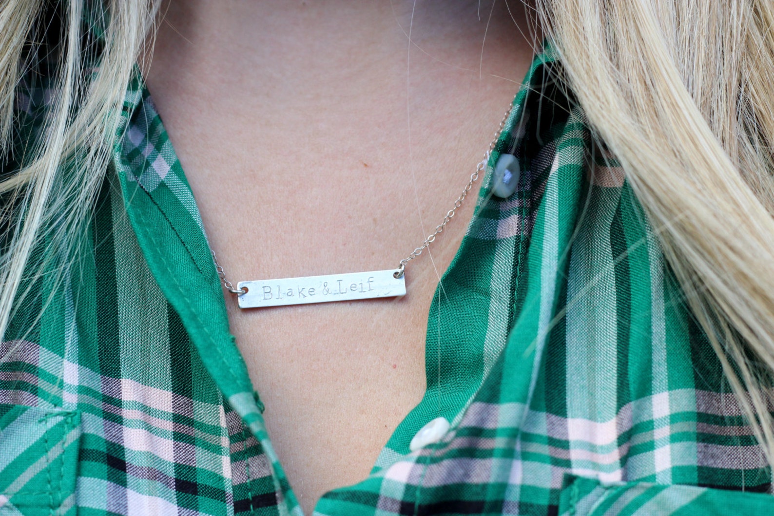 Personalized bar necklace mommy necklace new mom mommy Etsy