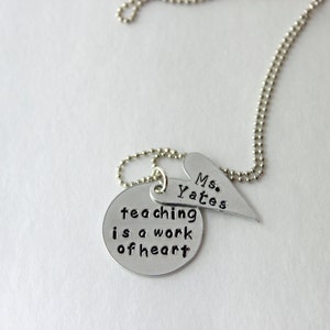 personalized teacher necklace, end of school gift, teacher present, teacher gift, gift for teacher, teacher appreciation, teacher necklace
