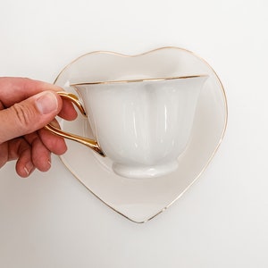 IMPERFECT heart-shaped Tea cups & Saucers w Minor Imperfections | Bulk Teacups Tea Party | Discount Teacup | Cheap Teacups | Teacup Lot