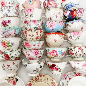 IMPERFECT Bulk Tea cups & Saucers with Minor Imperfections Mismatched Teacups Tea Party Discount Tea Cups Cheap Tea Cups Teacup Lot image 1