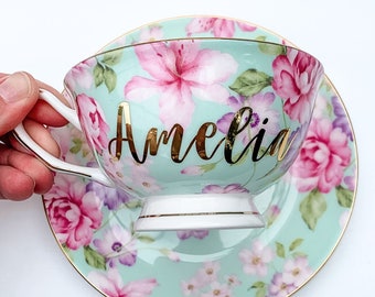 Green Tea Cup | Personalized Tea Cups | Custom Tea Cup | Tea Lover Gift | Teacup Gift | Tea Cup Gift for Her | Personalized Gift | Tea Party