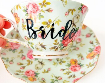 Bride Tea Cup & Saucer, Bride Teacup, Bride Cup, Wedding Teacup, Bride Gift Tea Cup, Bridal Shower Tea Party, Wedding Gift Tea Cup
