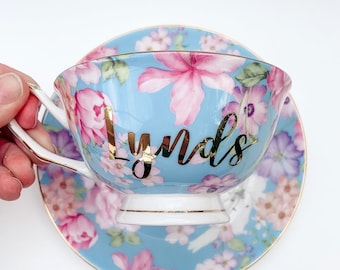 Personalized Teacher Teacup and Saucer | Thank You Gift for Teacher | Teacher Appreciation | Gift from Student | Teacher's Assistant