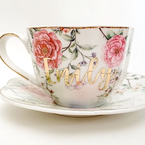 Tea Cup Personalized Tea Cups Custom Tea Cup Tea Lover Gift Teacup Gift Tea Cup Gift for Her Personalized Gift Tea Party image 1