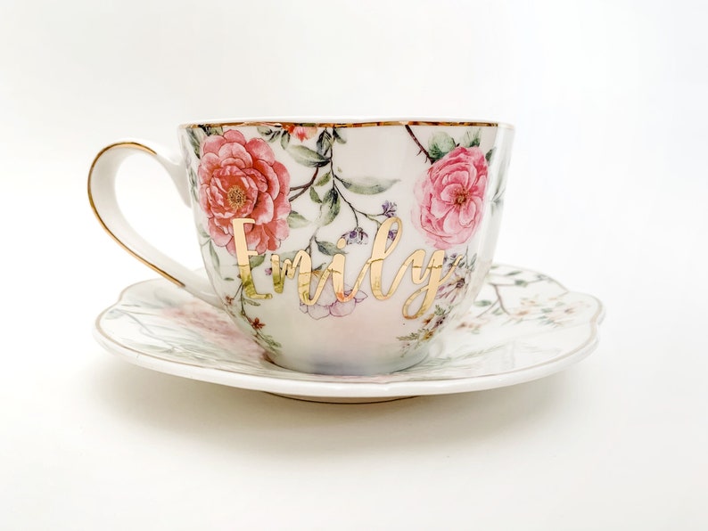 Tea Cup Personalized Tea Cups Custom Tea Cup Tea Lover Gift Teacup Gift Tea Cup Gift for Her Personalized Gift Tea Party image 1