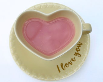 Heart-shaped Teacup Gift Ideas | Hostess Gift Ideas | Mom Heart Tea cup Gift | New Home Gift | Thank You Gift | Mother in Law | Tea Lover