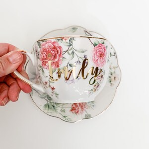 Tea Cup Personalized Tea Cups Custom Tea Cup Tea Lover Gift Teacup Gift Tea Cup Gift for Her Personalized Gift Tea Party image 2