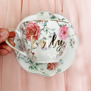 Tea Cup Personalized Tea Cups Custom Tea Cup Tea Lover Gift Teacup Gift Tea Cup Gift for Her Personalized Gift Tea Party image 3