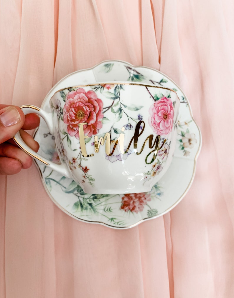 Tea Cup Personalized Tea Cups Custom Tea Cup Tea Lover Gift Teacup Gift Tea Cup Gift for Her Personalized Gift Tea Party image 3