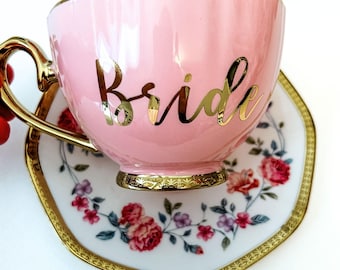 Bride Tea Cup & Saucer, Bride Teacup, Bride Cup, Wedding Teacup, Bride Gift Tea Cup, Bridal Shower Tea Party, Wedding Gift Tea Cup