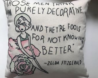 Hand Bestickt Zelda Fitzgerald Champagner Zitat Kissen Etsy