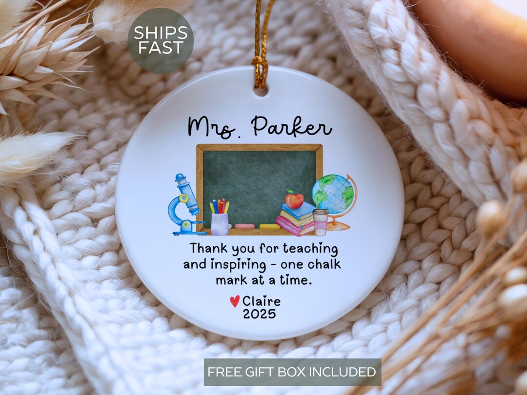 Personalized Thank You Teacher Ornament, End of Year Teacher ...