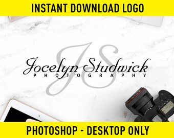 Photography Logo Instant Download PSD Logo DIY Logo Photographer Photoshop Watermark Cursive Logo Signature Logo Initials Calligraphy Font