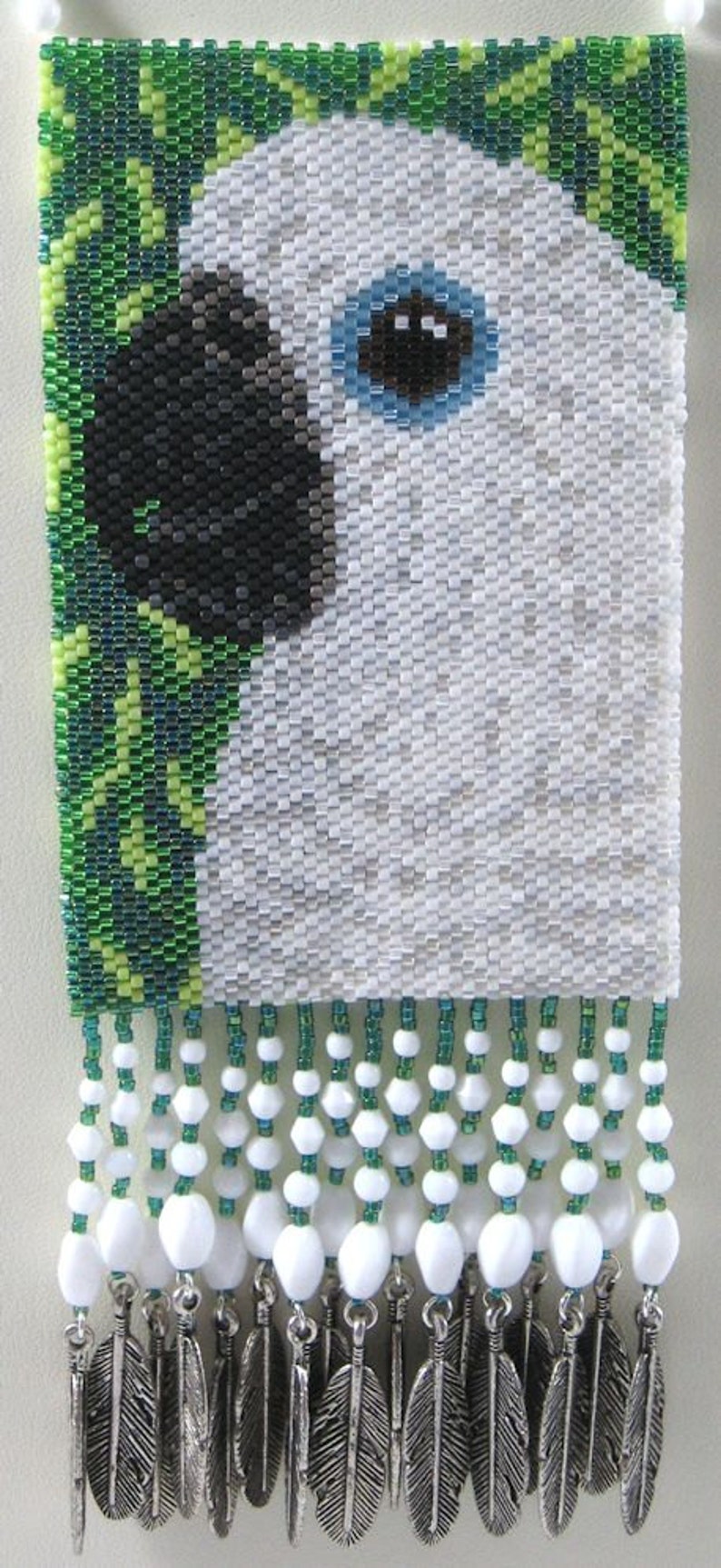 Cockatoo Attitude Beaded Amulet Bag Necklace or Wall Art Etsy