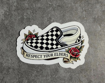 Respect Your Elders Sticker – Alternative Sneaker Inspired Vinyl Decal, Elder Emo Nostalgia Gift