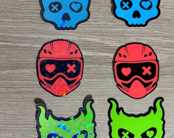 Set of 3 Into Darkness Stickers, Lights Out, Caught Up, Game On