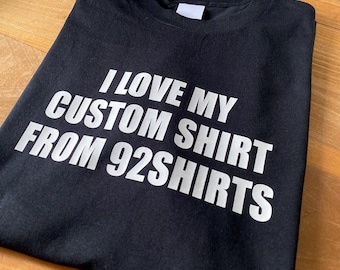 Custom Shirt, Personalized Block Font Text T-Shirt, Custom Short Sleeve Cotton Tee