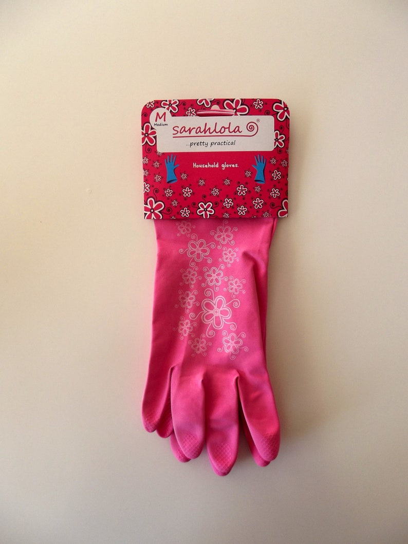 Washing up Gloves With Floral Print Rubber Gloves Latex Etsy
