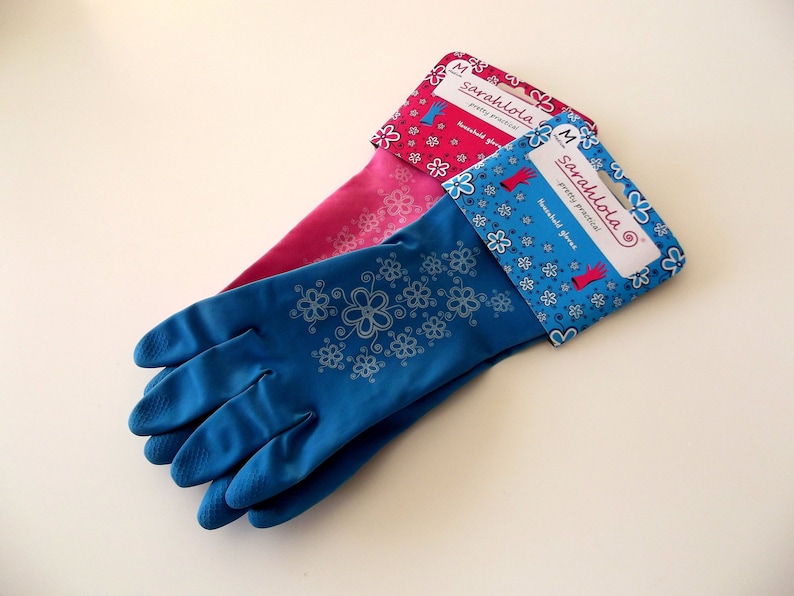 Washing up Gloves With Floral Print, Rubber Gloves, Latex Gloves