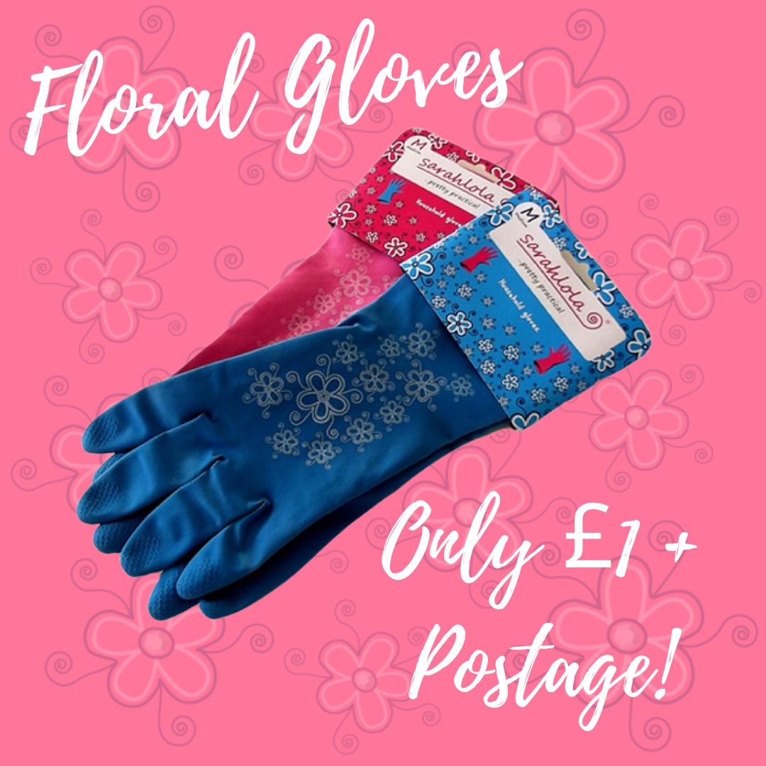 Washing up Gloves With Floral Print Rubber Gloves Latex Etsy