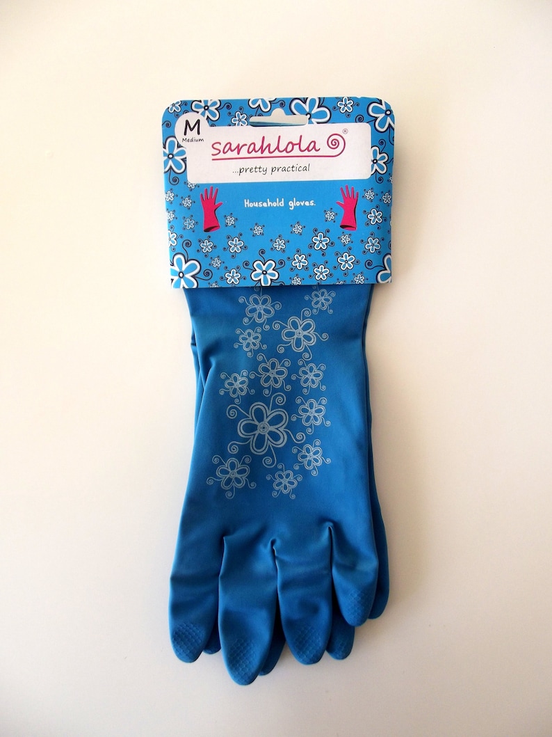 Washing up Gloves With Floral Print, Rubber Gloves, Latex Gloves