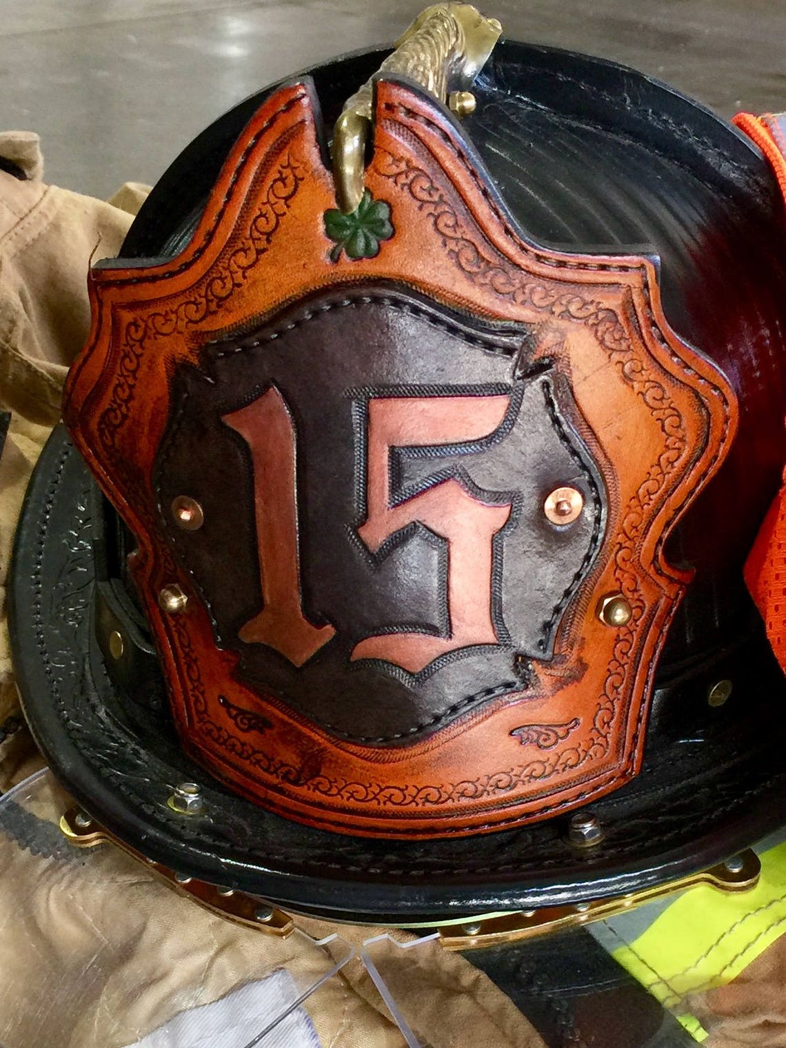 Custom Leather Fire Helmet Shields Etsy