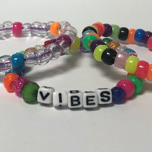 Kandi bracelets set of 3, Vibes bracelets, Colorful bracelets, Wordless bracelets