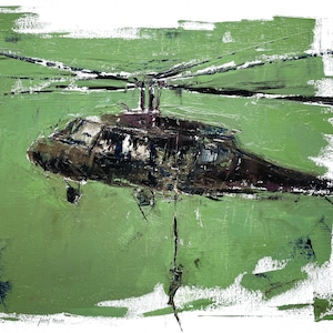 unframed print, Helicopter Black Hawk, print of original oil painting 11x17,&quot; parachute art, fast rope, army soldier, army art,