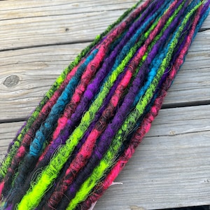 READY TO SHIP 40 single ended crochet neon yellow pink blue purple black synthetic dreads