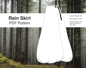 Rain Skirt PDF Pattern: Ultralight Waterproof Hiking & Backpacking Rain Wrap for Women + Unisex