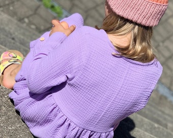 Lilac muslin dress for children