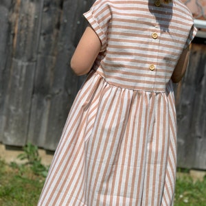 Light linen dress with maritime stripes summer dress for girls Bild 5