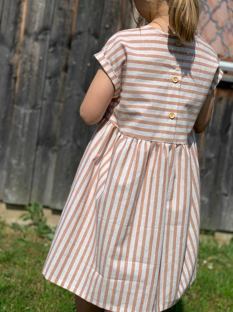 Light linen dress with maritime stripes summer dress for girls Bild 5