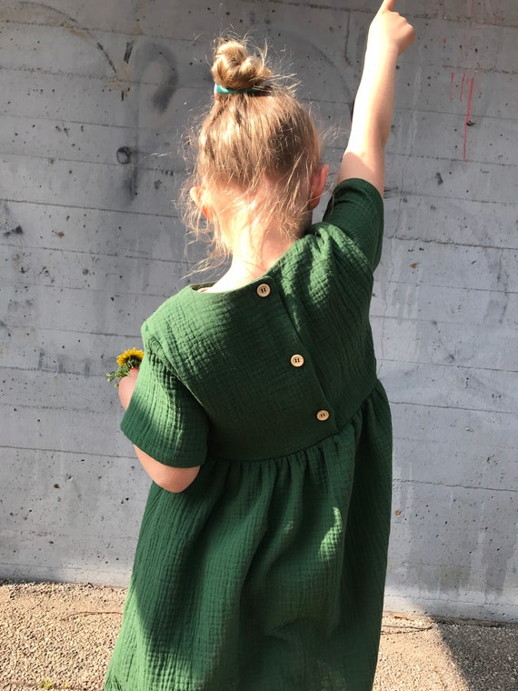 Buy Organic Muslin Dress, Short/long Sleeves, Gorgeous Green Online in  India - Etsy