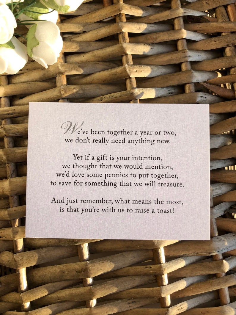 Wedding Invitation Poem for money honeymoon poem card gift information insert image 4