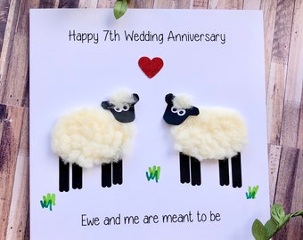 Wool Anniversay Card 7 Year Anniversary Seven Years Together