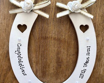 Personalised lucky wedding horseshoe gift hanging decoration