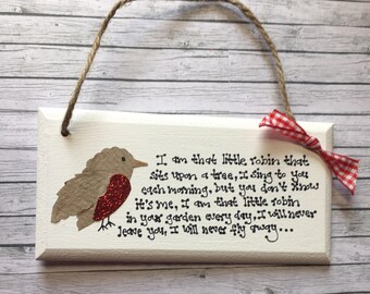With Sympathy keepsake bereavement gift thinking of you loss keepsake robin thinking day poem