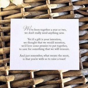 Wedding Invitation Poem for money honeymoon poem card gift information insert image 1