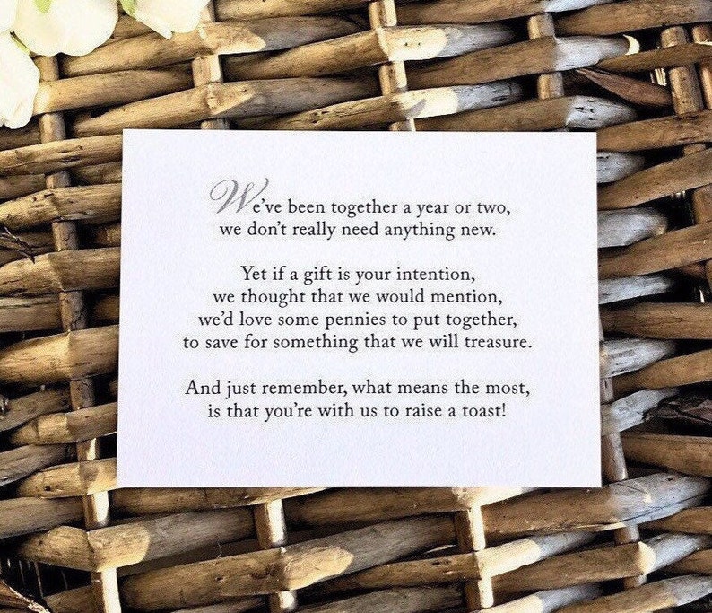 Wedding Invitation Poem for money honeymoon poem card gift information insert image 1