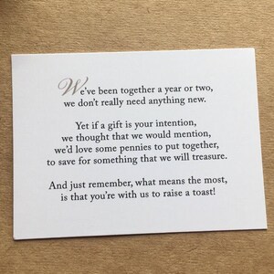 Wedding Invitation Poem for money honeymoon poem card gift information insert image 3