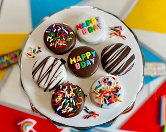 Happy Birthday Chocolate Covered Oreos | Birthday Cookies for Kids, Boyfriend, Friend, Husband | Birthday Party Favors | Birthday Food Gift