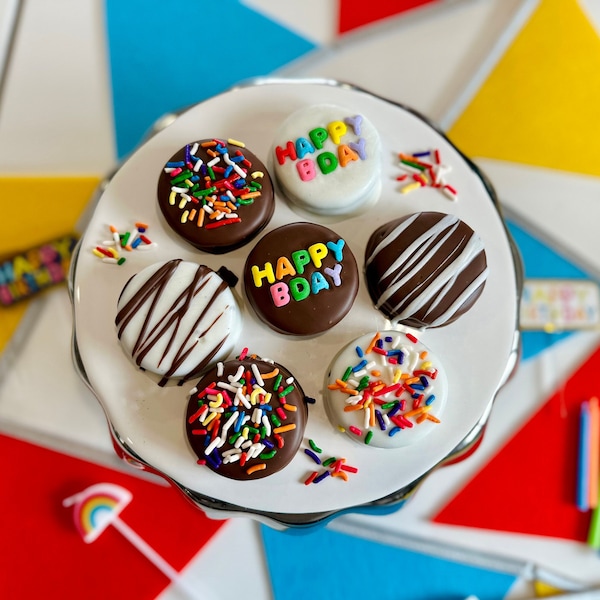 Happy Birthday Chocolate Covered Oreos | Birthday Cookies for Kids, Boyfriend, Friend, Husband | Birthday Party Favors | Birthday Food Gift
