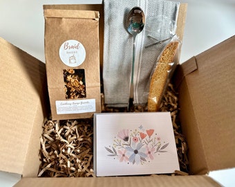 Mother's Day Gift Box | Mother's Day Breakfast Gift Box with Homemade Granola, Biscotti, Cotton Towel, Engraved Spoon, and Hand-Written Note