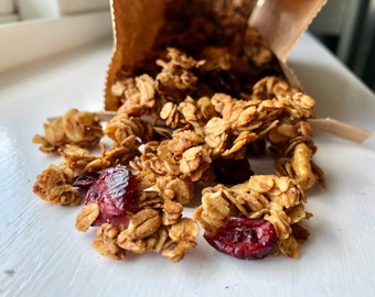 Healthy Cranberry Orange Granola | Food Gift for Family and Friends | 8 Ounce Bag of Healthy Granola