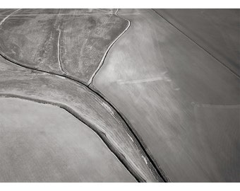 Field Near Petaluma, an Aerial View: A Black and White Photograph 11x15