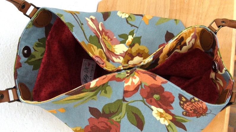 Flower 2-Way Tote Handbag in Blue
